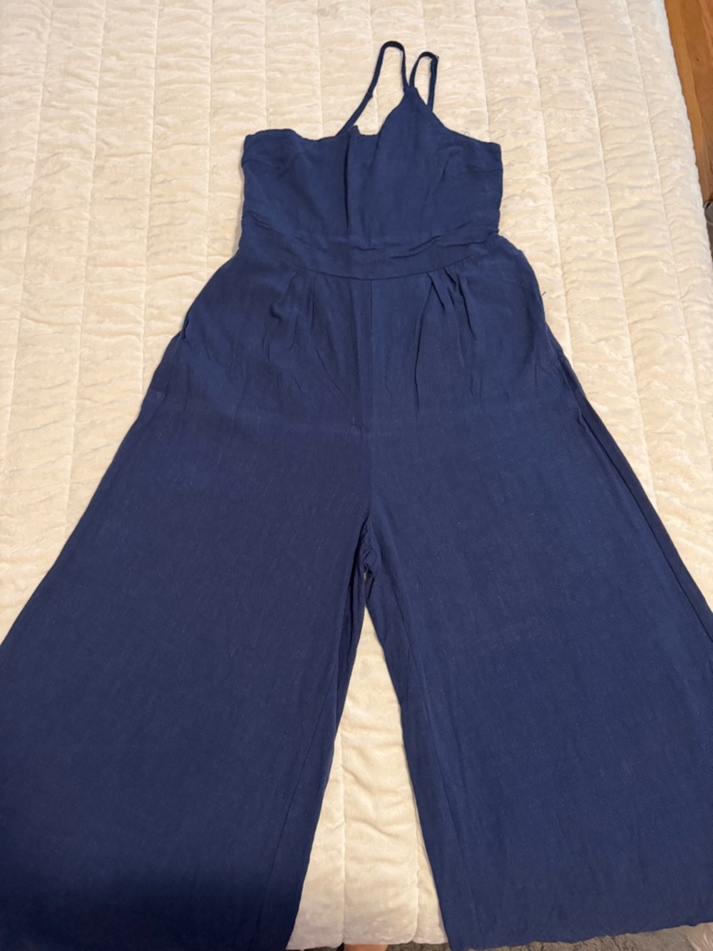 Amazon Navy Wide-Leg Spaghetti-Strap Jumpsuit